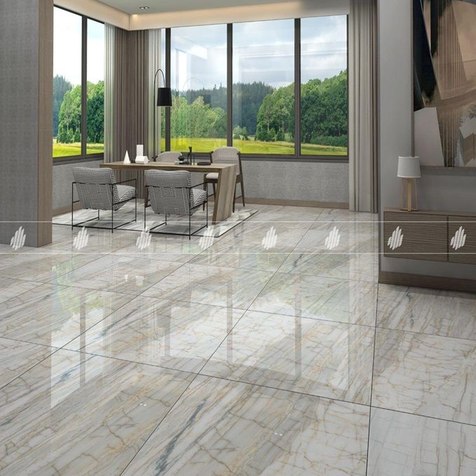Gạch lát nền đá bóng kính kháng khuẩn vân đá vàng DONGVAN005 - 100x100