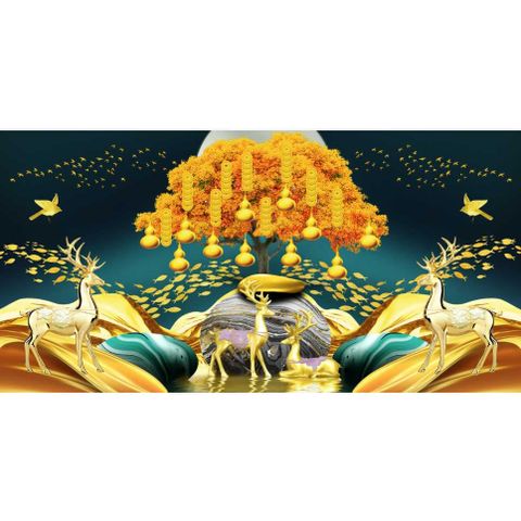  Gạch tranh đính đá con nai 10 