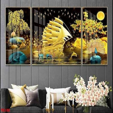  Gạch tranh đính đá thuận buồm xuôi gió 11 