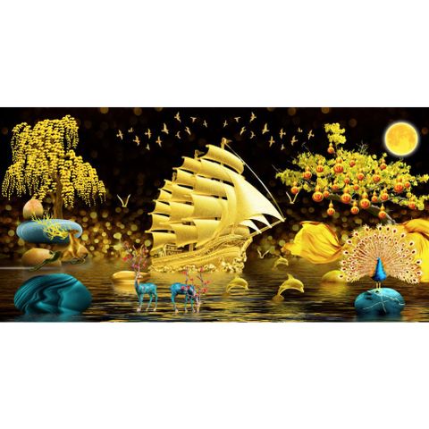  Gạch tranh đính đá thuận buồm xuôi gió 11 