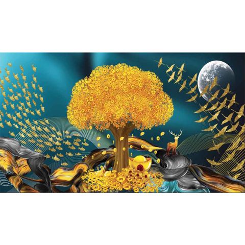  Gạch tranh đính đá cây tiền 12 