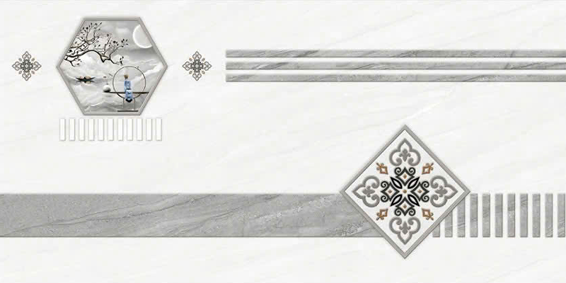 Gạch ốp đá bóng kính vân đá xám điểm bình hoa THP-HZXZG - 40x80