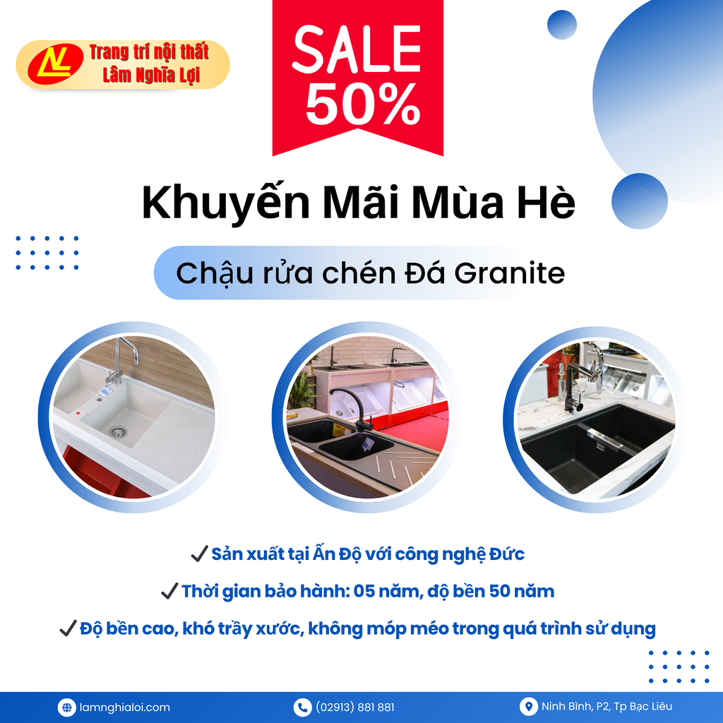 💥 SALE NGAY 50% – Chậu rửa chén đá Granite cao cấp 💥