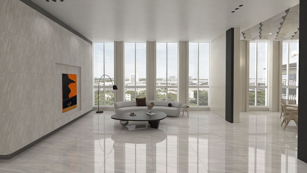 Gạch lát nền đá bóng kính vân mây xám KV-DDZ - 100x100