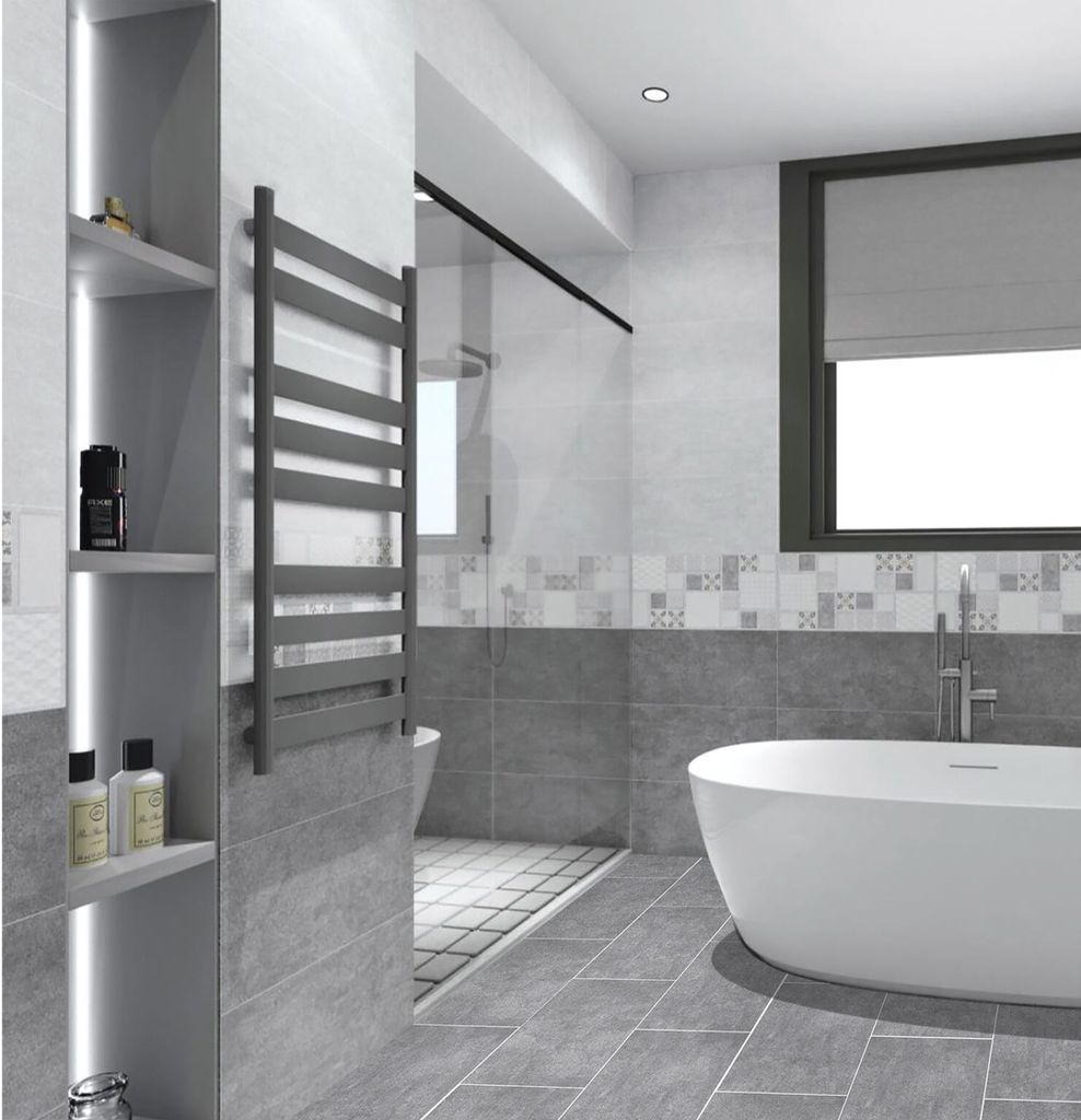 Gạch ốp tường đá mờ vân đá xám điểm hoa văn M-GNDZH - 30x60