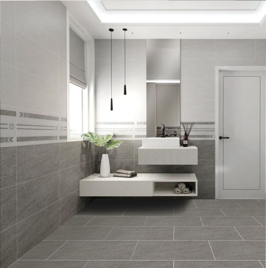 Gạch ốp tường đá mờ vân đá xám điểm hoa văn M-GNDZN - 30x60