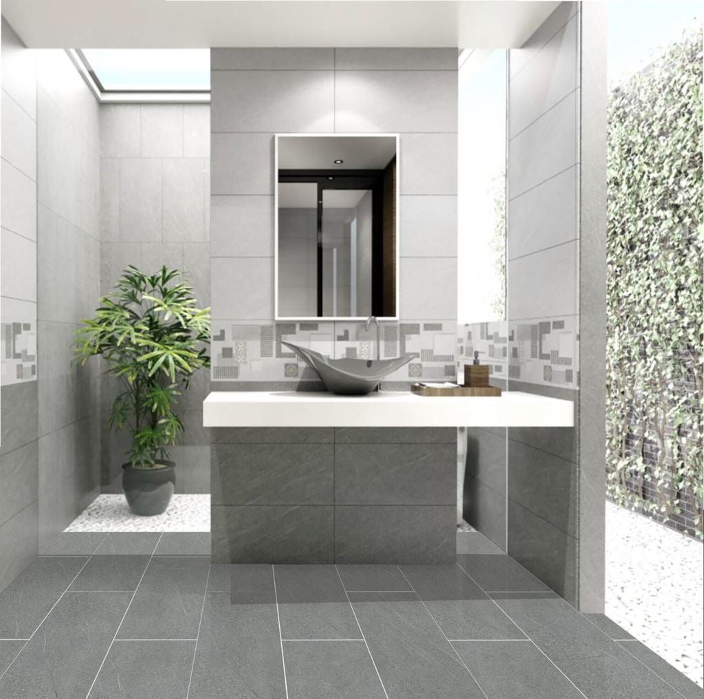 Gạch ốp tường đá mờ vân đá xám điểm hoa văn M-GNDDZ - 30x60