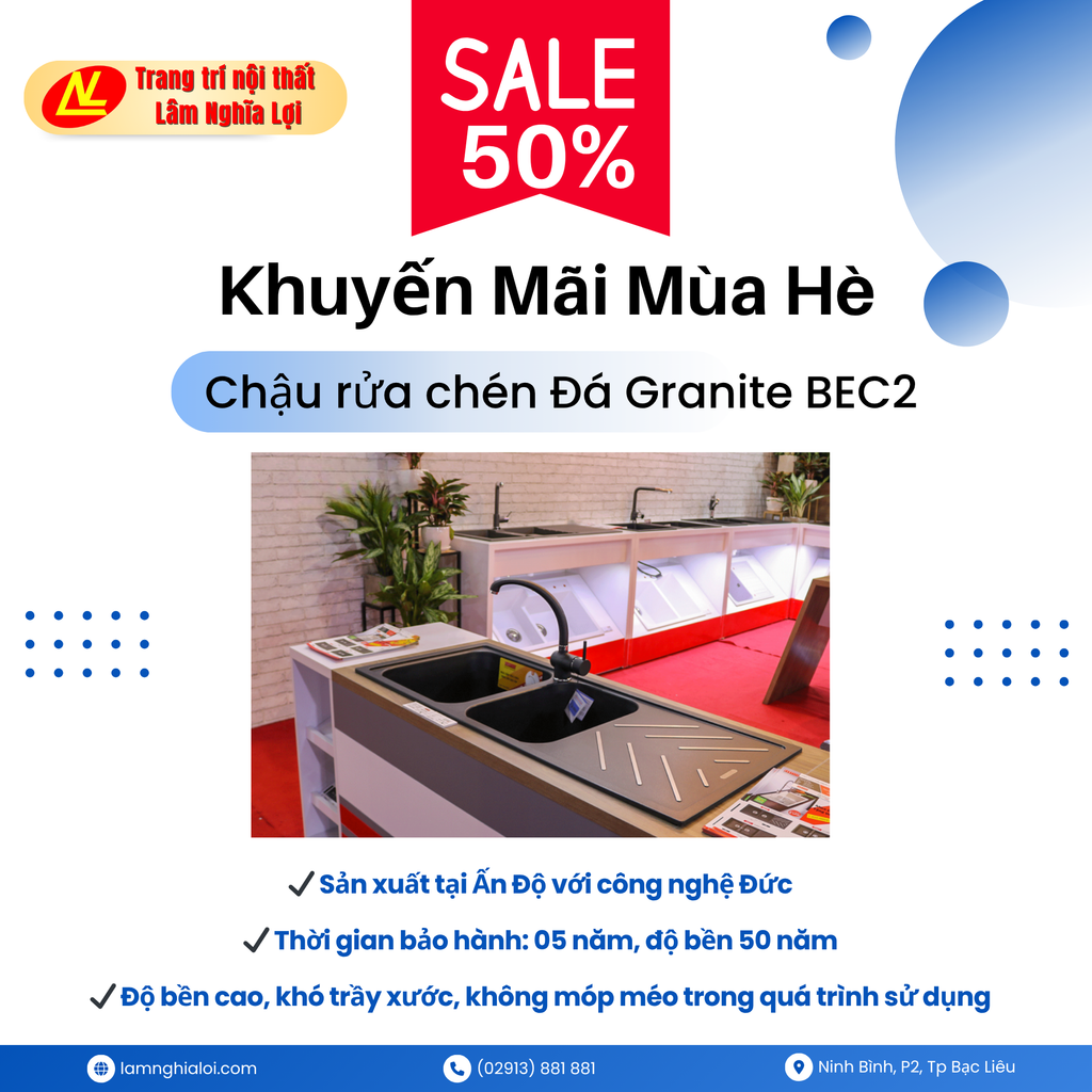 💥 SALE NGAY 50% – Chậu rửa chén đá Granite cao cấp 💥