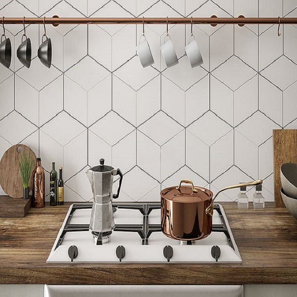 Gạch trang trí lục giác đá mờ trắng G-D-ZGM - 20x23