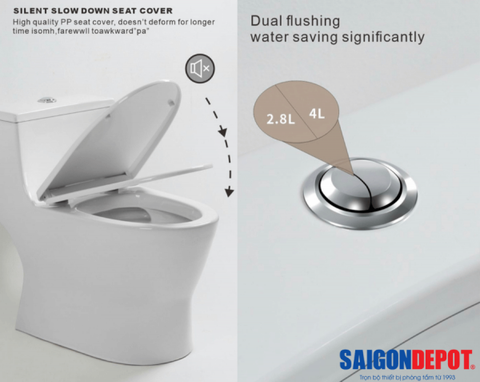  Combo Bồn Cầu 1 khối AT8867 + Lavabo chân dài AT3032 
