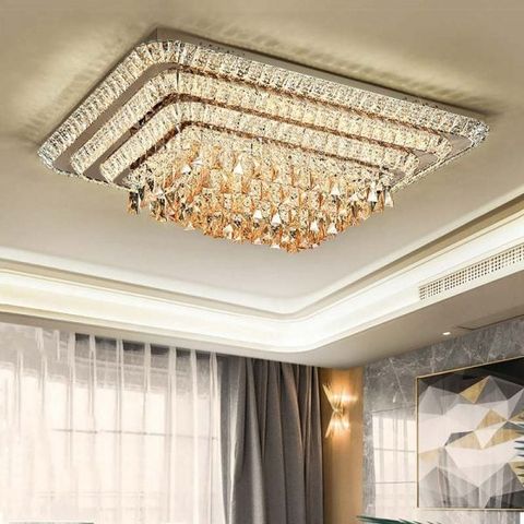  Đèn Mâm Ốp Trần Pha Lê Chữ Nhật 527 