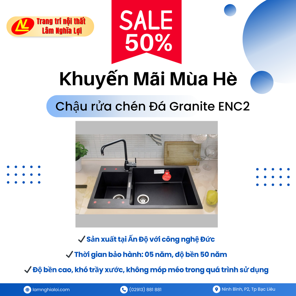 💥 SALE NGAY 50% – Chậu rửa chén đá Granite cao cấp 💥