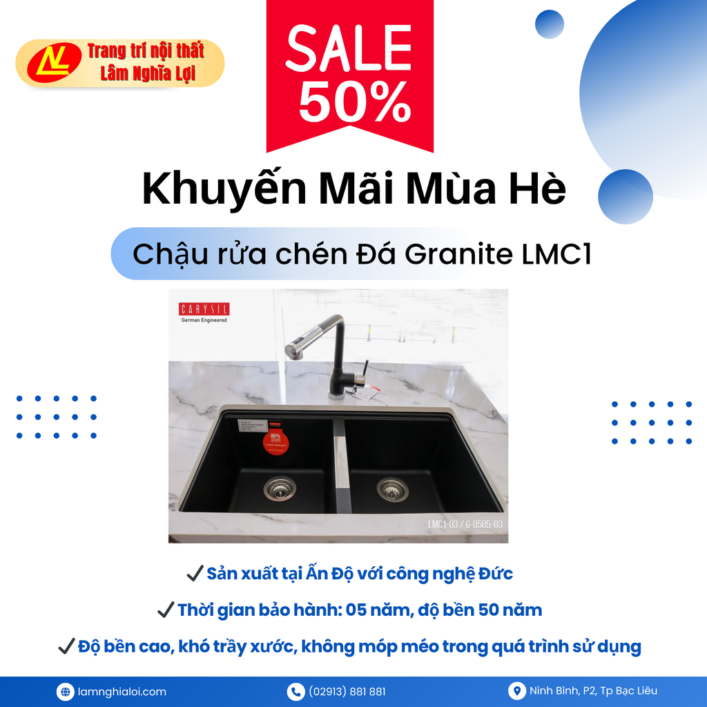 💥 SALE NGAY 50% – Chậu rửa chén đá Granite cao cấp 💥