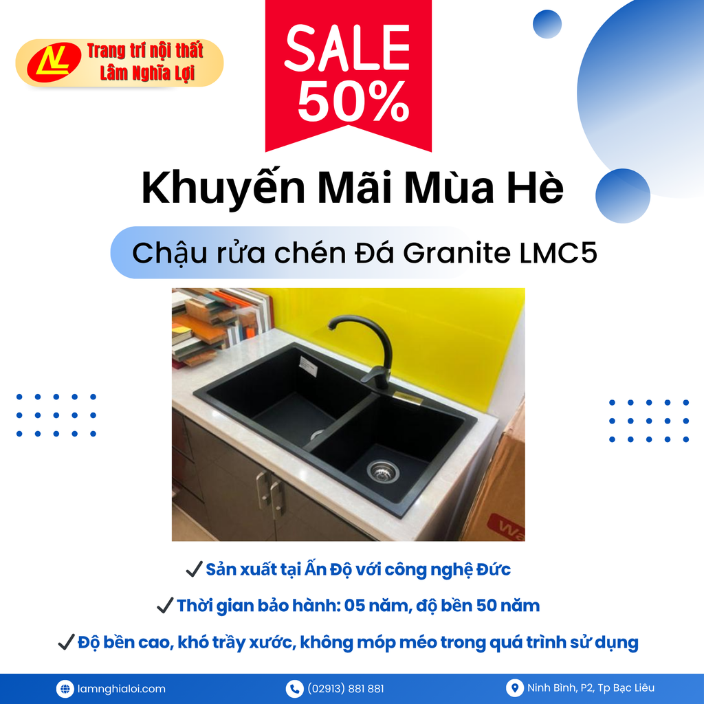 💥 SALE NGAY 50% – Chậu rửa chén đá Granite cao cấp 💥