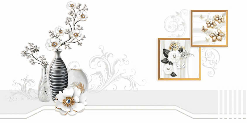 Gạch ốp đá bóng kính trắng điểm bình hoa THP-HZXZZ - 40x80
