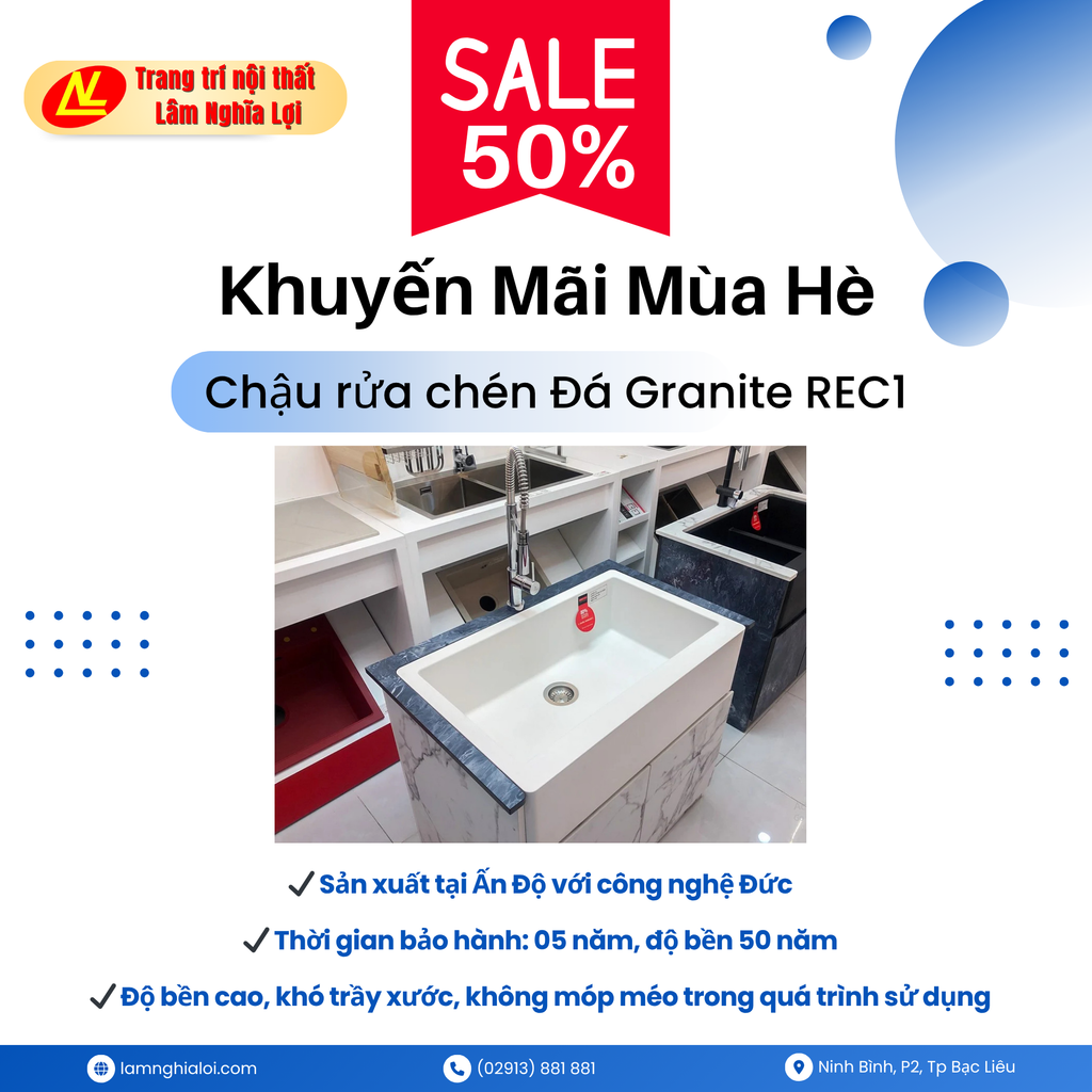 💥 SALE NGAY 50% – Chậu rửa chén đá Granite cao cấp 💥
