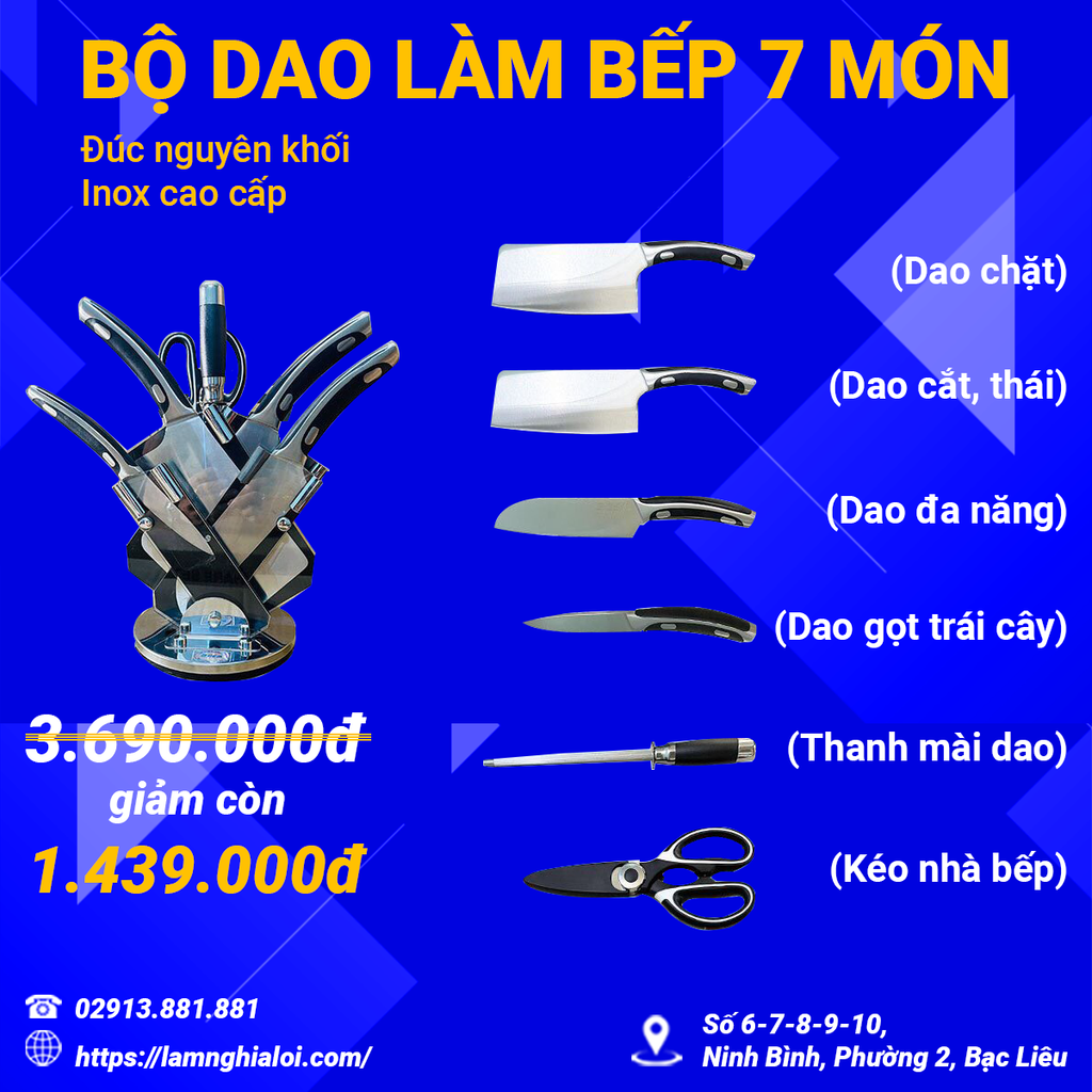 Bộ dao 7 món inox cao cấp