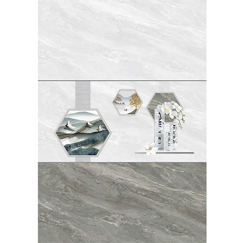 Gạch ốp đá bóng kính vân đá xám điểm bình hoa THP-HZXZM - 40x80