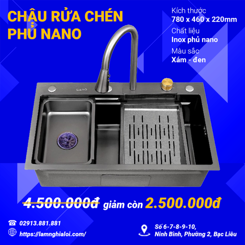  Chậu rửa chén 7545 201 nano đen 