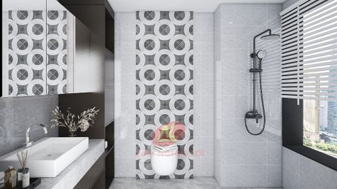  Gạch ốp lát đá bóng kính trang trí trắng đen nhũ bạc SG-GXZGT - 30x30 