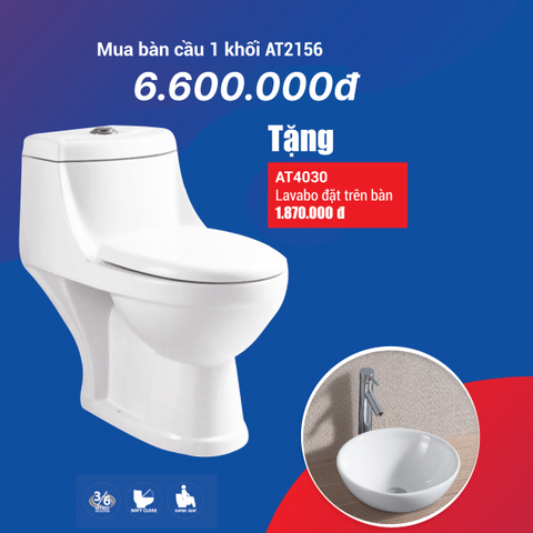  Combo Bồn Cầu 1 khối AT2156 + Lavabo đặt bàn AT4030 