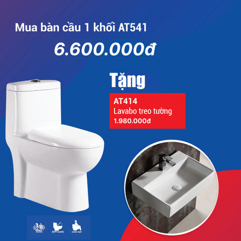  Combo Bồn Cầu 1 Khối AT541 + Lavabo treo tường AT414 