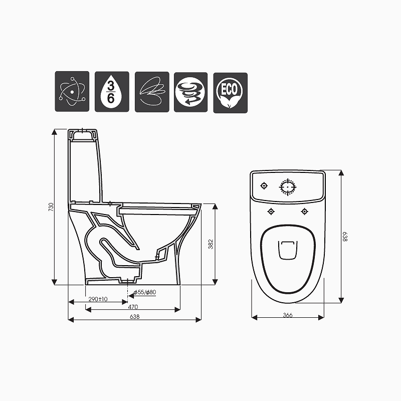 Bồn cầu liền khối RIVER-CK69