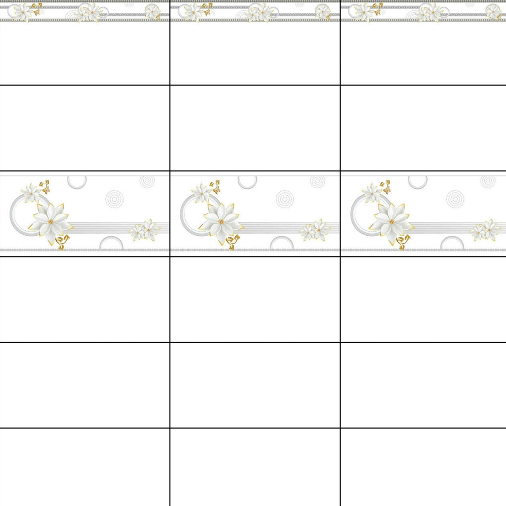 Gạch ốp men bóng trắng trơn viền hoa văn điểm bình hoa TN-HVZ - 40x80