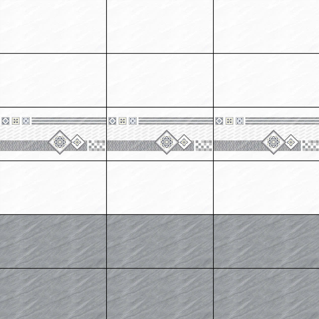 Gạch ốp men bóng vân mây xám điểm bình hoa TN-HVF - 40x80