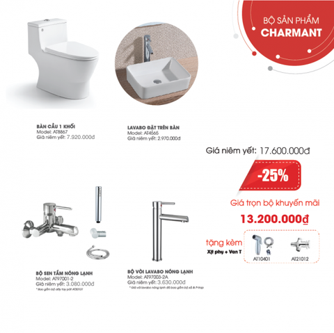  Combo Thiết Bị Vệ Sinh 6 Món CHARMANT 