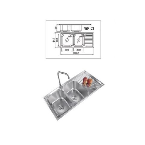  Chậu rửa chén 2 hộc 1 bàn inox 304 WF-C1 
