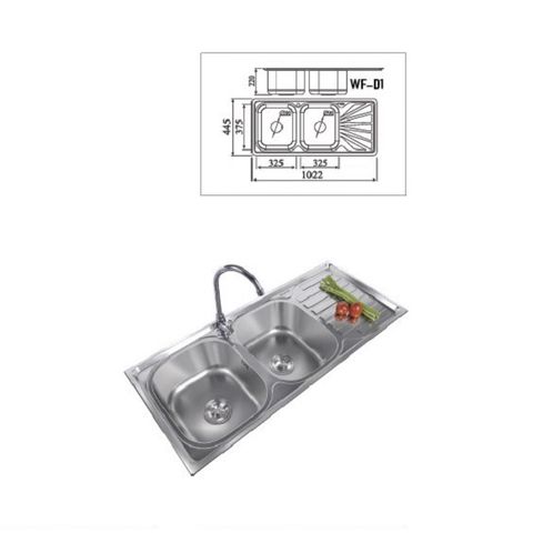  Chậu rửa chén 2 hộc 1 bàn inox 304 WF-D1 
