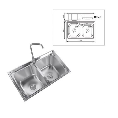  Chậu rửa chén 2 hộc inox 304 WF-J1 