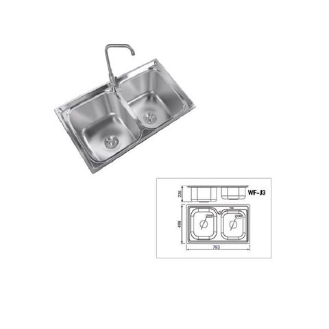  Chậu rửa chén 2 hộc inox 304 WF-J3 