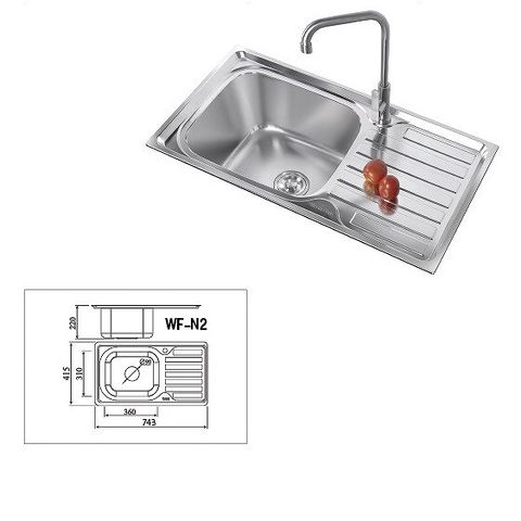  Chậu rửa chén 1 hộc 1 bàn inox 304 WF-N2 