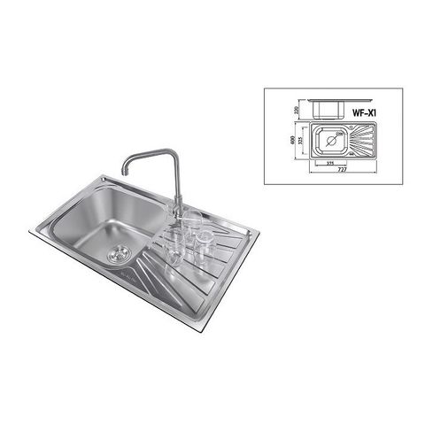  Chậu rửa chén 1 hộc 1 bàn inox 304 WF-X1 