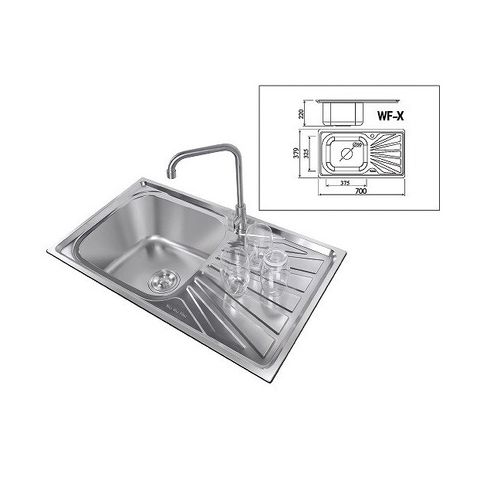  Chậu rửa chén 1 hộc 1 bàn inox 304 WF-X 