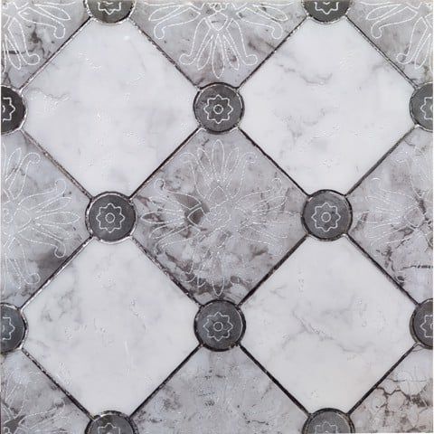  Gạch trang trí đá bóng kính ô vuông xám trắng SG-GXDTD - 30x30 