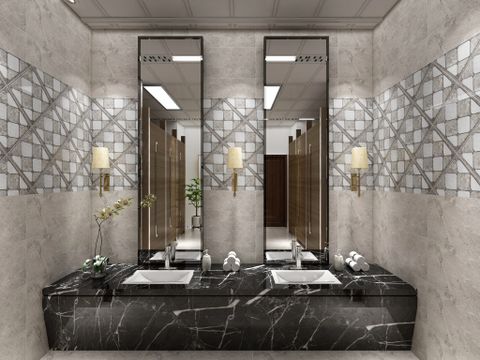  Gạch ốp lát đá bóng kính trang trí ô vuông xám trắng nhũ bạc SG-GXZDF - 30x30 