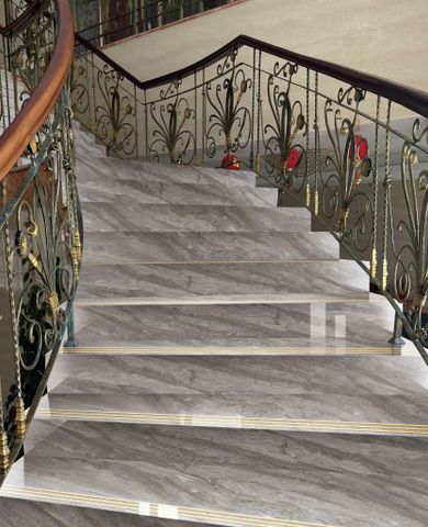  Gạch ốp lát cầu thang xám vân khói nhũ vàng LT-HTFFD-D - 47x120 