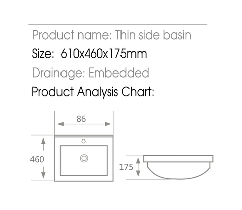  Lavabo âm bàn dương vành HT-D60 