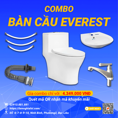  Combo bàn cầu liền khối EVEREST 
