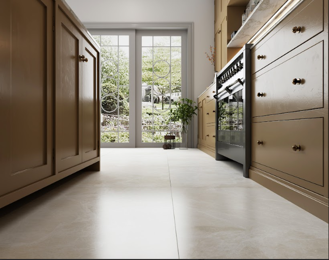 Gạch lát nền vân đá kem vàng mờ GD-VZNNX-S - 80x80