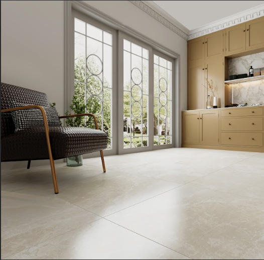 Gạch lát nền vân đá kem vàng mờ GD-VZNNX-S - 80x80