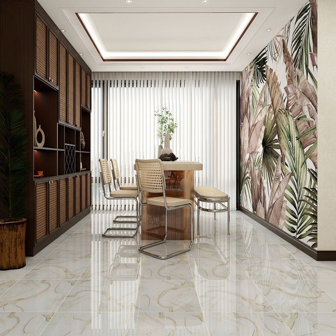 Gạch lát nền đá bóng kính vân đá trắng vân vàng khắc kim GDL-NNZZG - 60x60