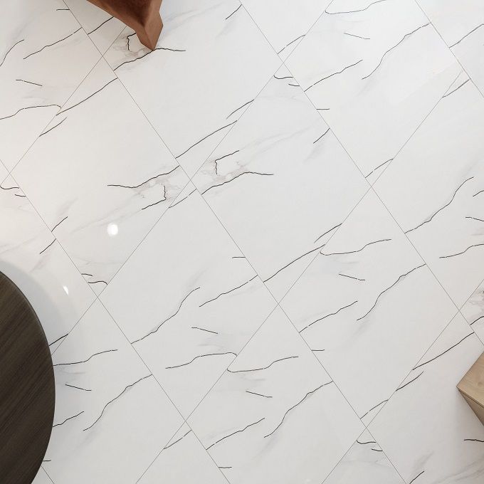 Gạch lát nền đá bóng kính trắng vân khói khắc kim GDL NNZZV - 60x60