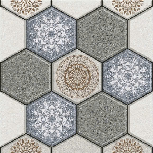 Gạch lát nền sân vườn men mờ hoa văn xám GHCM-MZZH - 50x50
