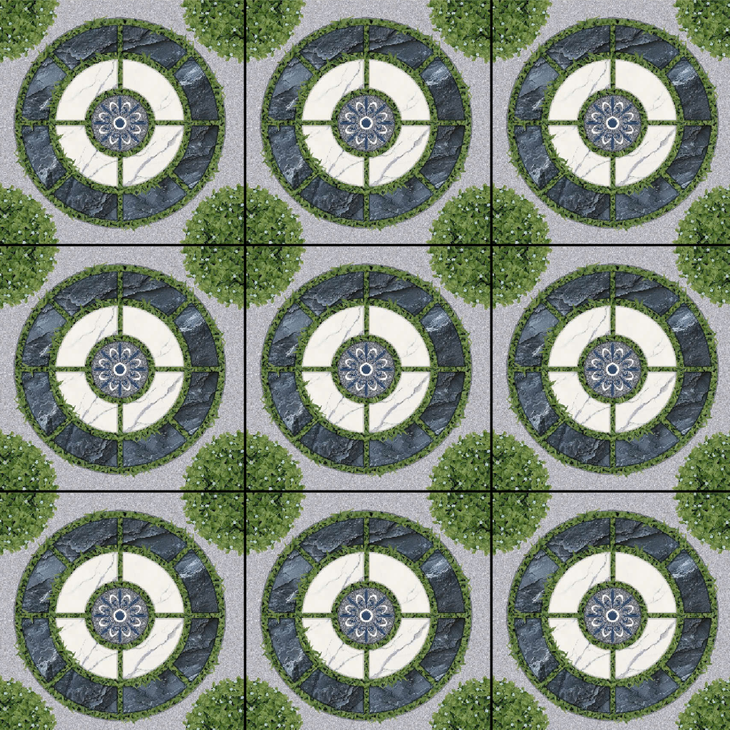 Gạch lát nền sân vườn men mờ hoa văn xám GHCM-MZZN - 50x50