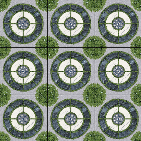  Gạch lát nền sân vườn men mờ hoa văn xám GHCM-MZZN - 50x50 