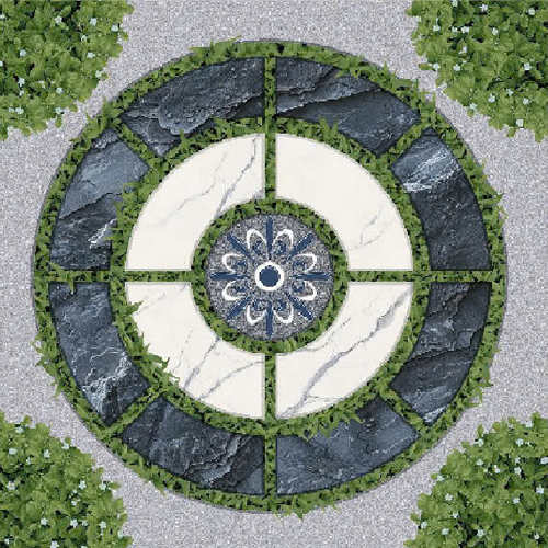 Gạch lát nền sân vườn men mờ hoa văn xám GHCM-MZZN - 50x50